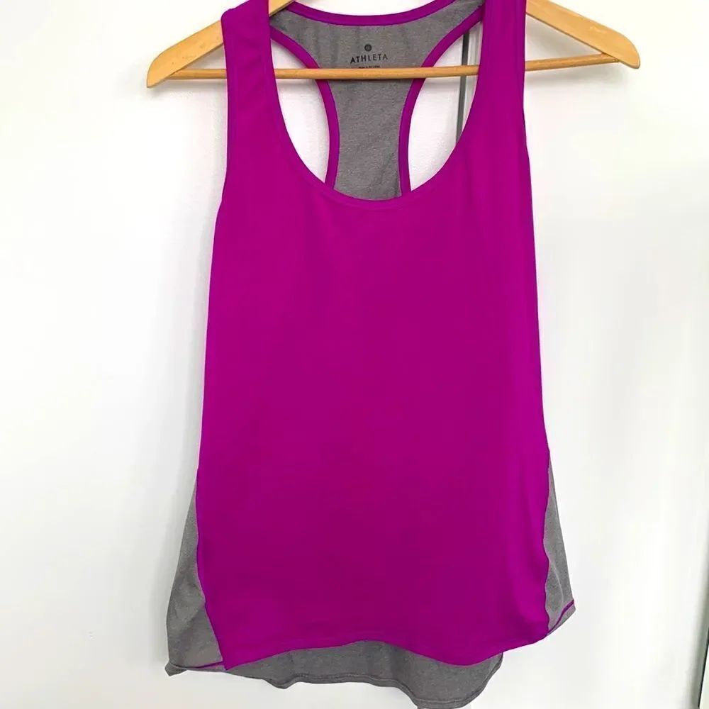 Athleta Chi Racerback Tank – Purple Gray Colorblock, Size Medium